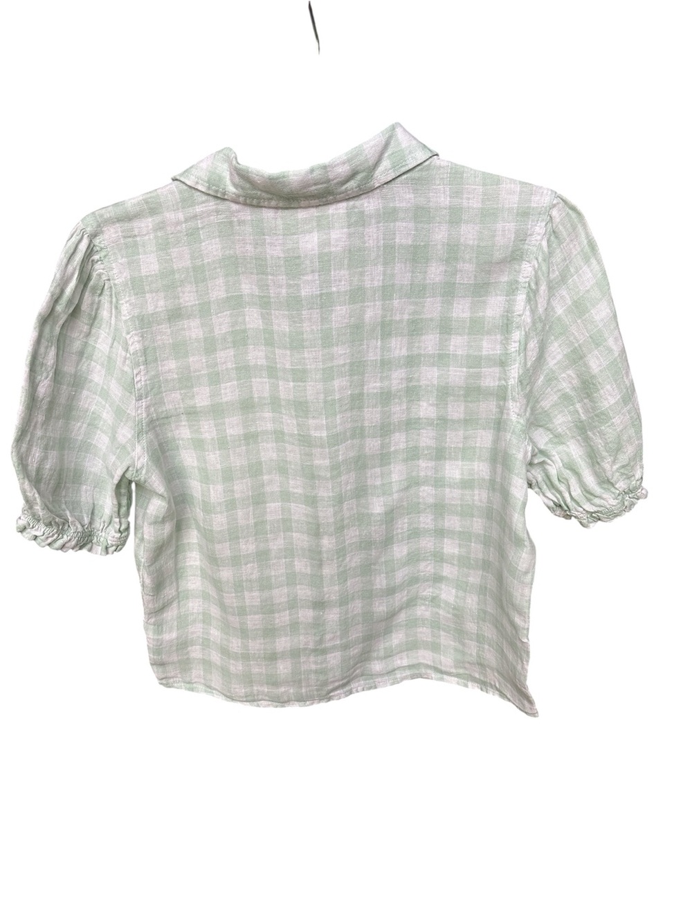 Laura Ashley Gingham Cropped Button Up Shirt - Picture 2 of 5